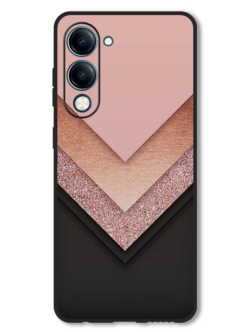 Theodor Case Compatible with Vivo Y29s Protection Shockproof Bumper Cover Black Golden & Pink - Image 1