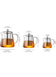 Generic Glass Teapot Kettle with Removable Stainless Steel Infuser,Borosilicate Glass Tea Pot with Strainer for Blooming Tea，Coffee & Loose Leaf Tea, Microwave & Stovetop Safe  - Image 4