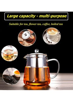 Generic Glass Teapot Kettle with Removable Stainless Steel Infuser,Borosilicate Glass Tea Pot with Strainer for Blooming Tea，Coffee & Loose Leaf Tea, Microwave & Stovetop Safe  - Image 3
