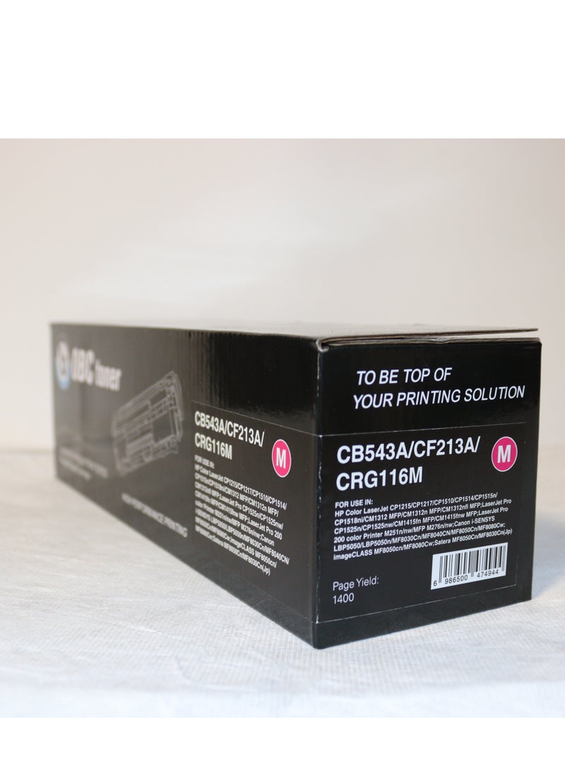 OBC Compatible Magenta Laser Toner Cartridge Replacement for HP CB543A/CF213A-125A and Canon CRG-116M. Prints up to 1400 pages in crisp color and professional quality. - Image 2