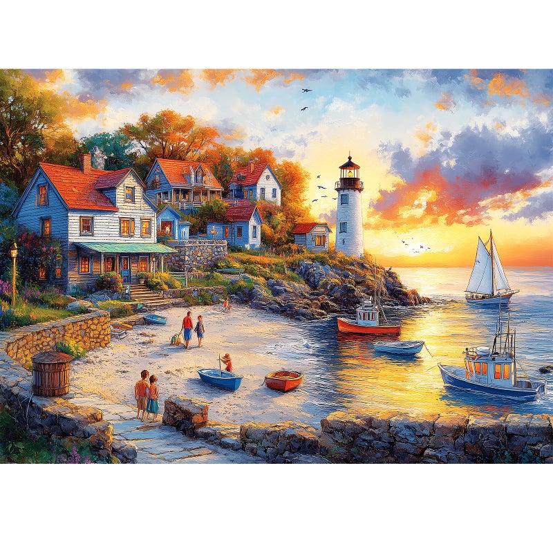 VOLUVOLU 1000 Pieces Puzzles for Adults Fall Seaside Puzzle Fishing Village Jigsaw Puzzles 1000 Pieces Creative Play Holiday Party Gifts Artwork Wall Home Decor Funny Puzzle for Adults 2820 in - Image 3