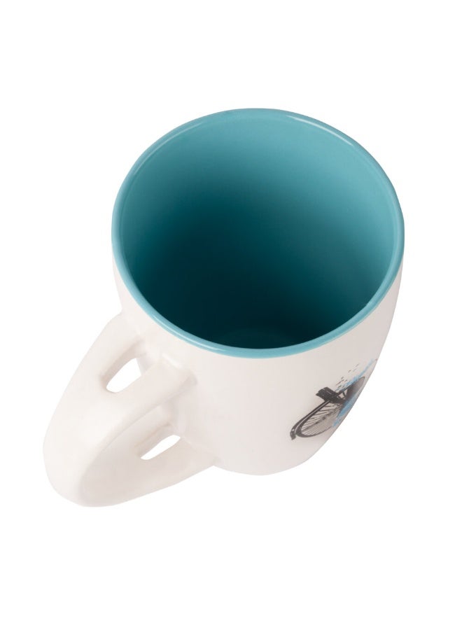 Biggdesign Nature Ceramic Cup With Spoon, 250ml, Blue White Color, Coffee Mug with Spoon, Anniversary Gifts, Ceramic Mug  - Image 2