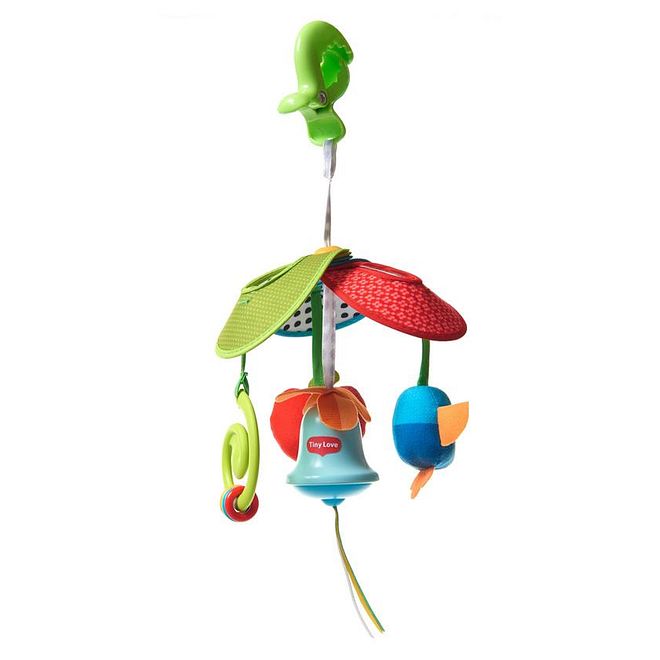 Tiny Love لعبة عربة الأطفال الصغيرة من تايني لوف ميدو دايز، قابلة للحمل، تنبه الحواس، جرس ينتج رنينًا لطيفًا، أنماط وألوان بسيطة تجذب انتباه الطفل، 22 x 22 x 32 سم، 0 أشهر+ - متعددة الألوان - Image 2