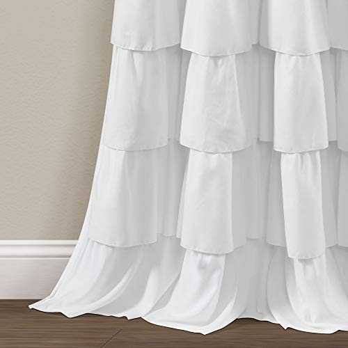 Lush Decor Ruffle Window Curtain - Vintage Chic Farmhouse Style Panel for Living, Dining Room, Bedroom (Single), 50”W x 84"L, White - Image 4