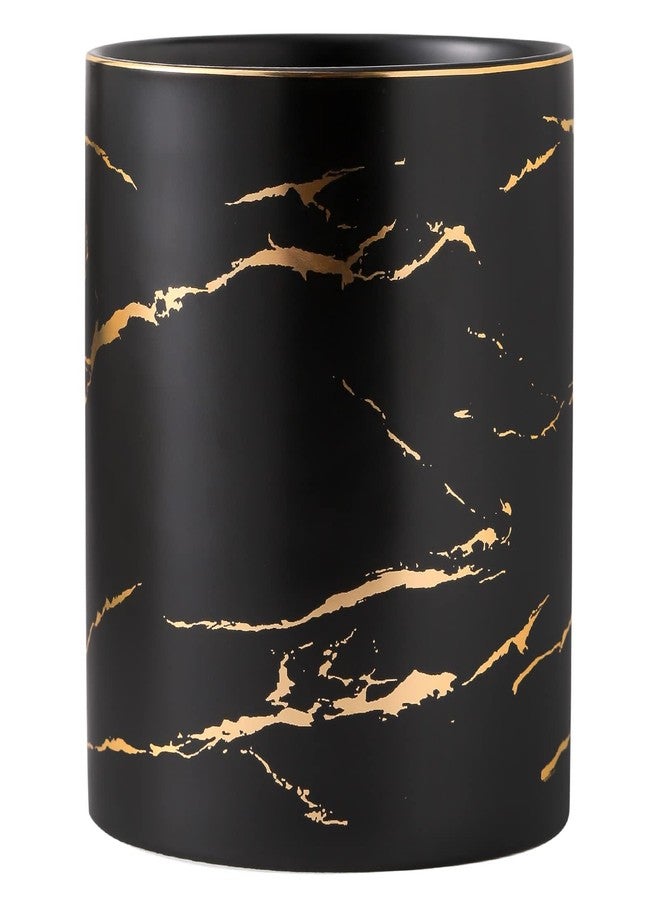 Howise Utensil Holder, 7.2 inch Large Kitchen Utensil Holder Organizer for Kitchen Counter, Golden Marble Black Utensil Crock Spatula Holder for Countertop Farmhouse Cooking Tools Storage Caddy - Image 1