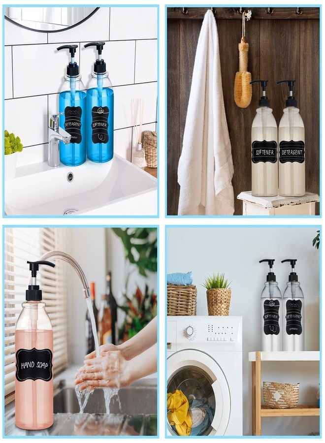 Cunhill 2 Pack 34 oz Clear Plastic Pump Bottles Dispenser Lotion Liquid Hand Empty Shampoo and Conditioner Dispenser Bathroom Kitchen Refillable Shampoo Container with Label Pen - Image 5