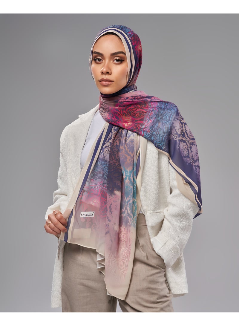 Lavezzi Printed Soft Chiffon Crepe Hijab Scarf for Women – Lightweight Long Muslim Headscarf (3) - Image 1