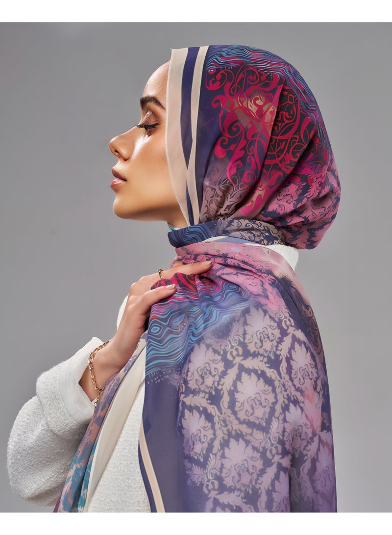 Lavezzi Printed Soft Chiffon Crepe Hijab Scarf for Women – Lightweight Long Muslim Headscarf (3) - Image 3