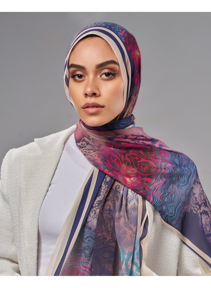 Lavezzi Printed Soft Chiffon Crepe Hijab Scarf for Women – Lightweight Long Muslim Headscarf (3) - Image 2