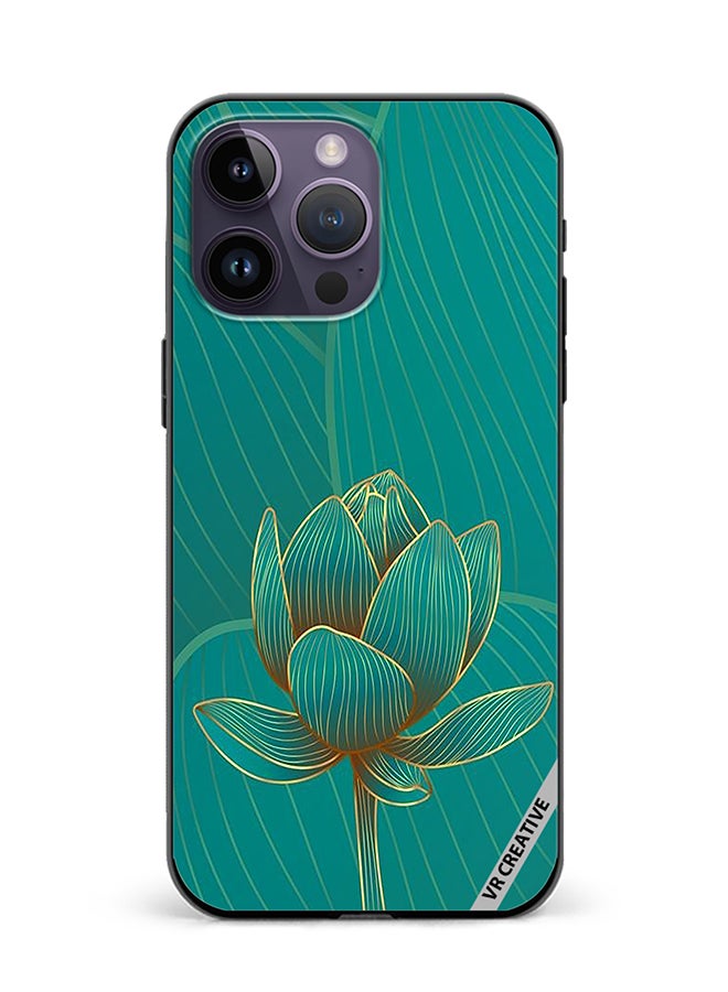 VR CREATIVE Protective Case Cover For Apple iPhone 16 Pro Green Rose Design Multicolour - Image 1