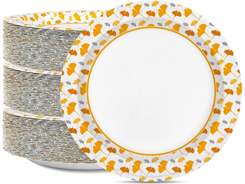 Ginkgo Paper Plates 85 Inch Bulk 150 Count Thickened Heavy Duty Disposable Paper Plates for Party and Dinner
