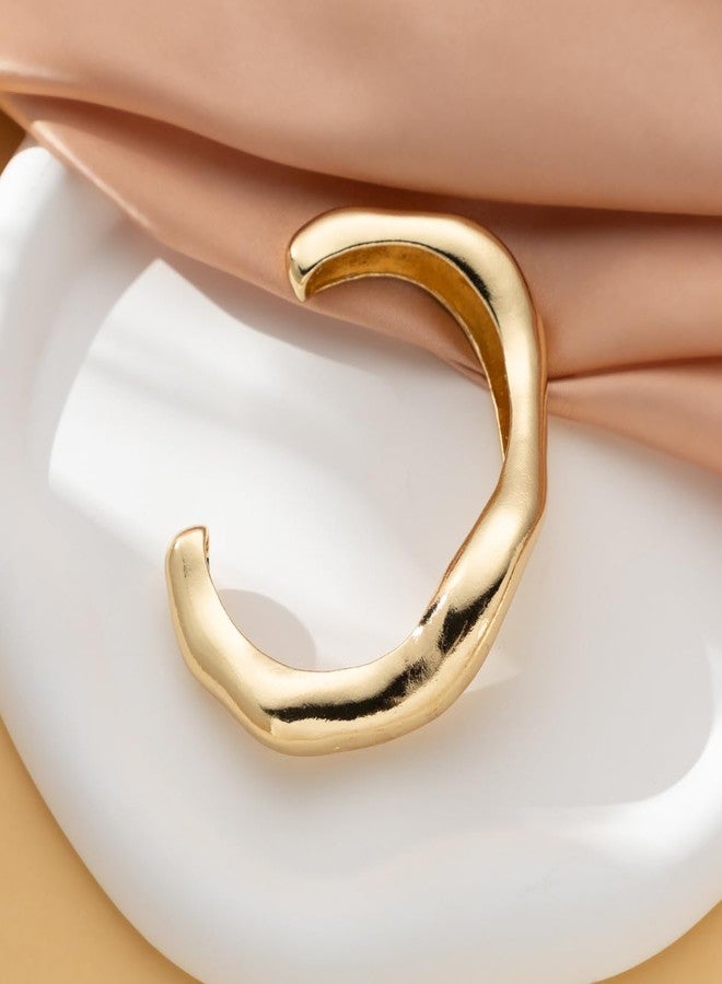 Aaishwarya Gold Plated Glossy Wavy Open Cuff Bracelet | Anti-Tarnish Jewels | Bracelets for Women and Girls | Bold & Chunky | Statement Jewelry | Boho Beach Accessory - Image 3