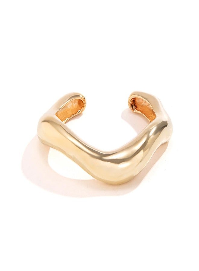 Aaishwarya Gold Plated Glossy Wavy Open Cuff Bracelet | Anti-Tarnish Jewels | Bracelets for Women and Girls | Bold & Chunky | Statement Jewelry | Boho Beach Accessory - Image 1