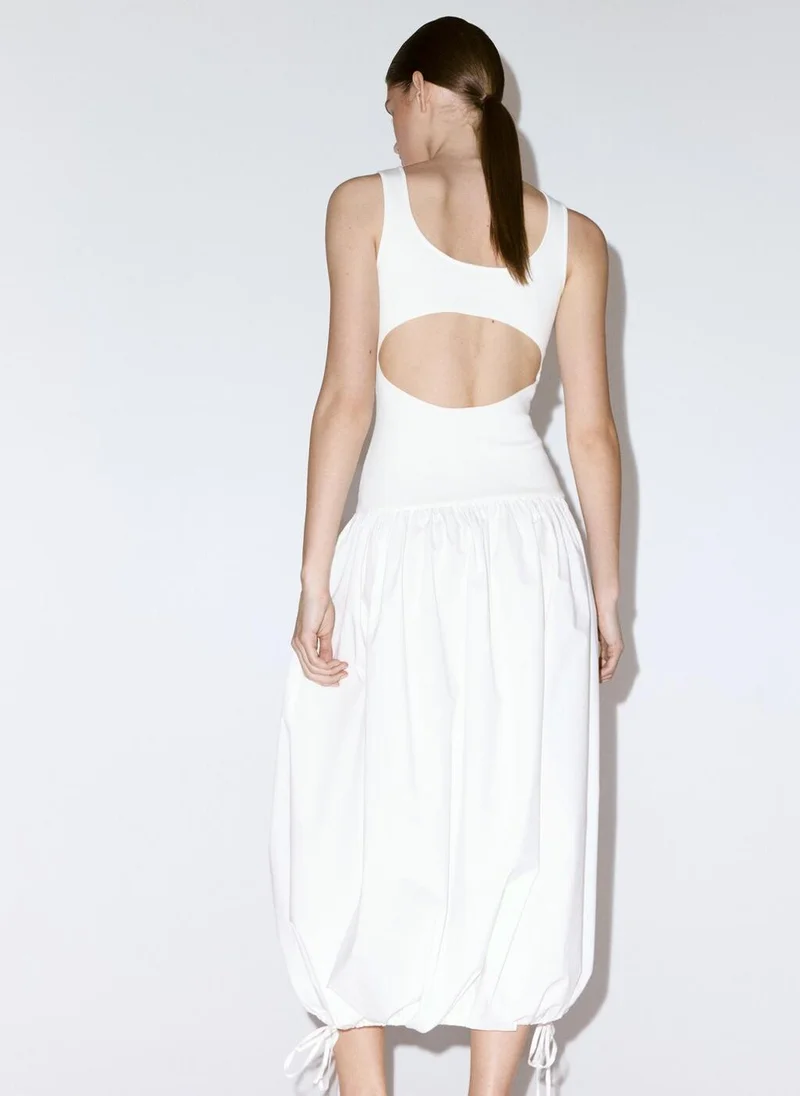 مانجو Mixed-Fabric Open-Back Dress