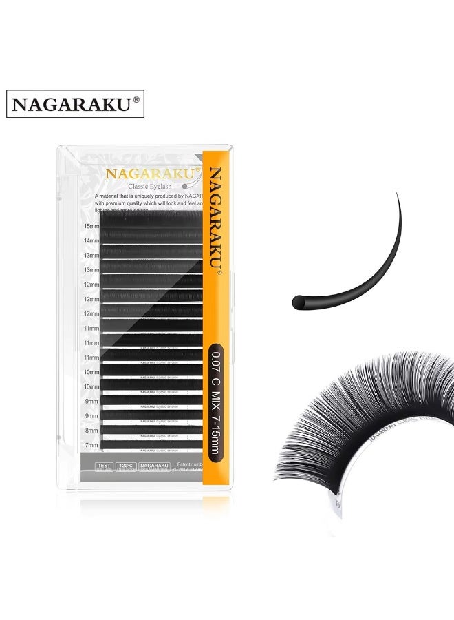 NAGARAKU Classic Eyelash Extensions – Individual Matte Black Faux Mink Lashes for Professional Use, Salon & Home - Image 1