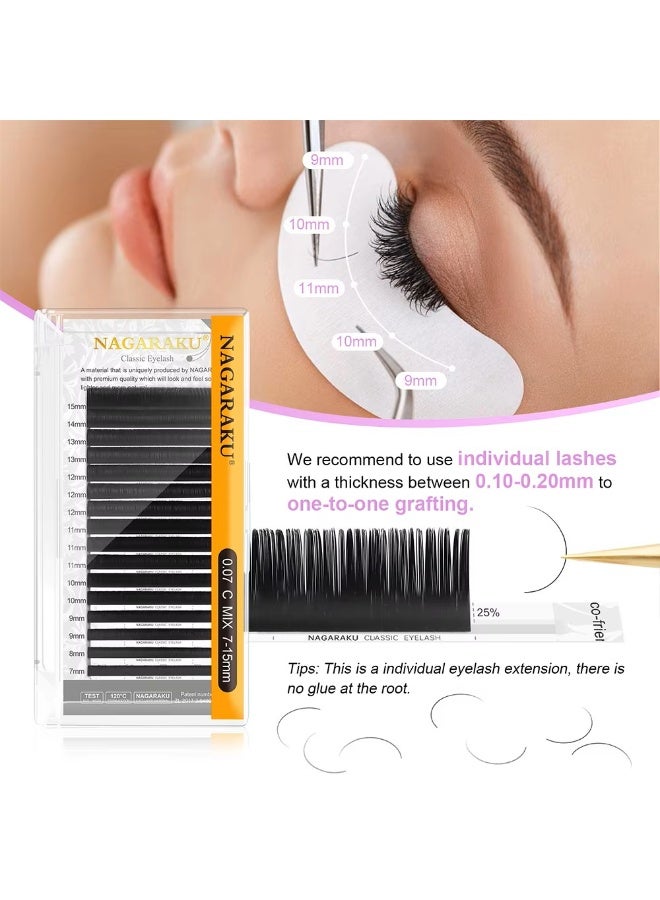 NAGARAKU Classic Eyelash Extensions – Individual Matte Black Faux Mink Lashes for Professional Use, Salon & Home - Image 2