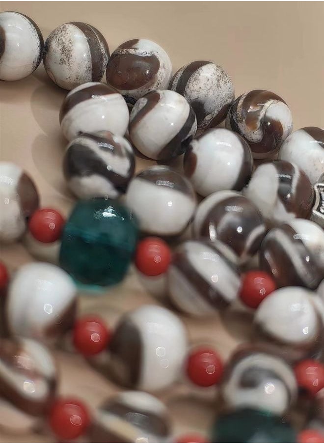 MAJOOD Original Design/33 Natural Shells With Crystal Prayer Beeds /Tasbih/8mm  - Image 4