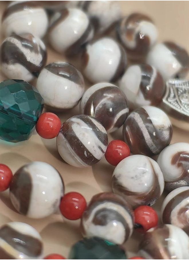 MAJOOD Original Design/33 Natural Shells With Crystal Prayer Beeds /Tasbih/8mm  - Image 5