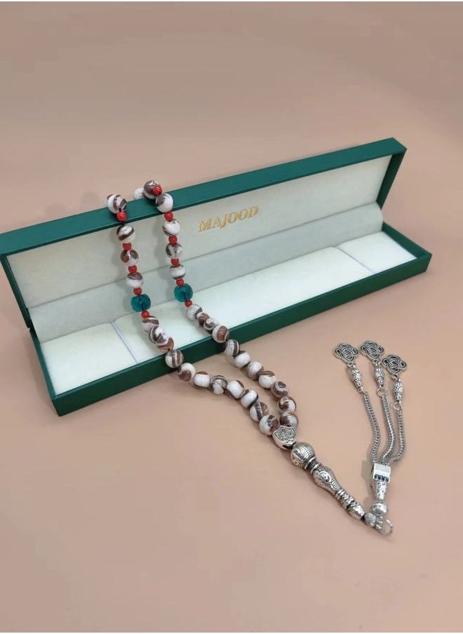 MAJOOD Original Design/33 Natural Shells With Crystal Prayer Beeds /Tasbih/8mm  - Image 3
