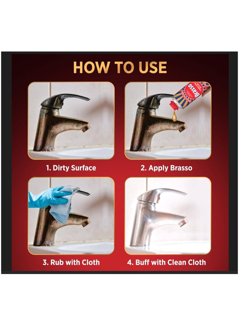 Brasso Liquid Metal Polish, Brilliant Shine, Brass, Copper, Pewter, Stainless Steel, Chrome, 200ml - Image 4