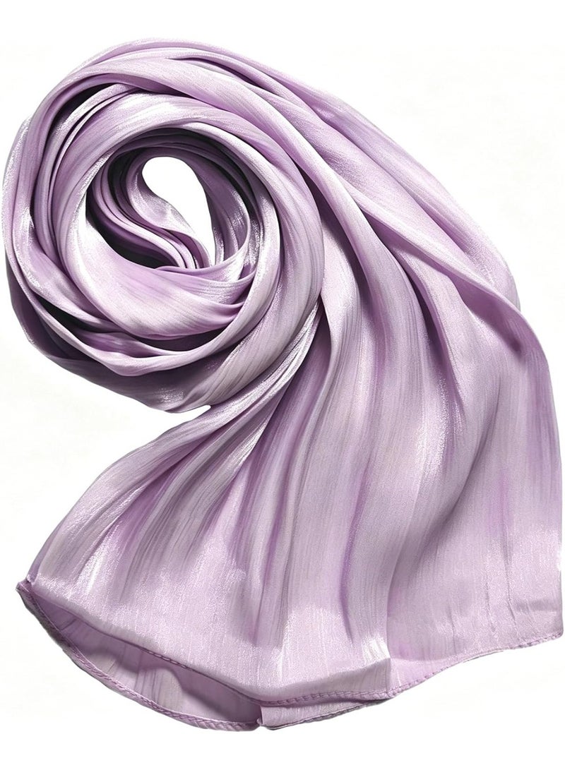Light Lavender Shiny Gloss Chiffon Hijab Scarf 180*70cm, Women Elegant Lightweight Wedding Shawl Wrap Cape - Image 5