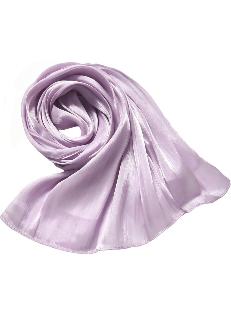 Light Lavender Shiny Gloss Chiffon Hijab Scarf 180*70cm, Women Elegant Lightweight Wedding Shawl Wrap Cape - Image 4