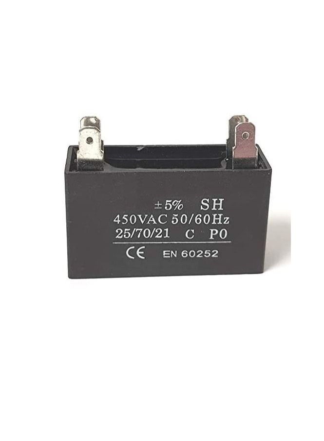 High Quality 2 Pin Rectangle Shaped Fan Capacitor 450 VAC | Black (2 PIN 4.5MFD (4.5µF)) - Image 2