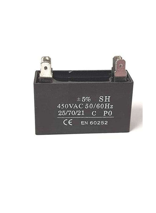 High Quality 2 Pin Rectangle Shaped Fan Capacitor 450 VAC | Black (2 PIN 4.5MFD (4.5µF)) - Image 3