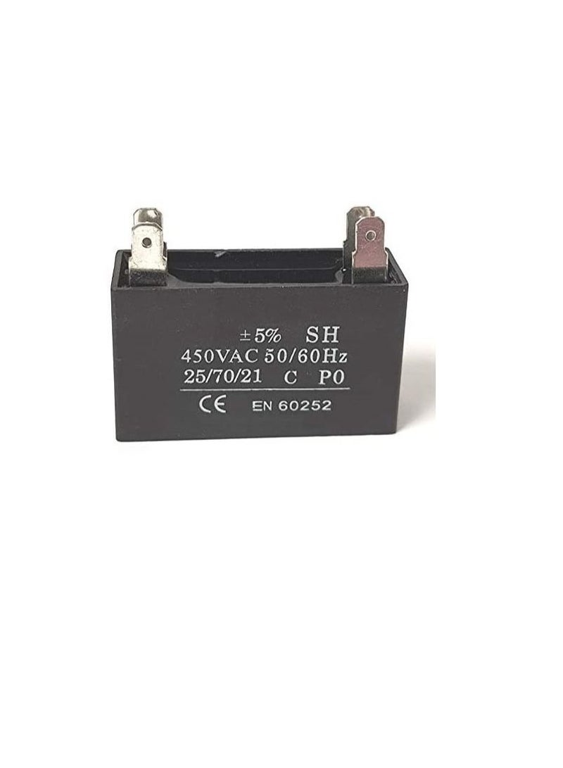 High Quality 2 Pin Rectangle Shaped Fan Capacitor 450 VAC | Black (2 PIN 4.5MFD (4.5µF)) - Image 1