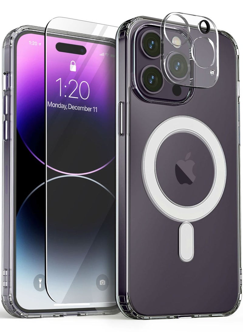 VRS Design Crystal Mixx Magnetic iPhone 14 Pro Max Magsafe Case Cover with Tempered Glass Screen Protector & Camera Lens Protector - Clear  - Image 1
