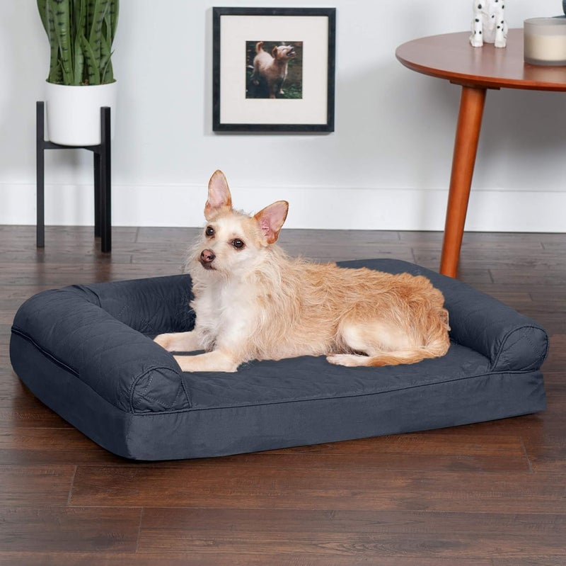 Furhaven Orthopedic Dog Bed for Medium/Small Dogs w/Removable Bolsters & Washable Cover, For Dogs Up to 35 lbs - Quilted Sofa - Iron Gray, Medium - Image 3