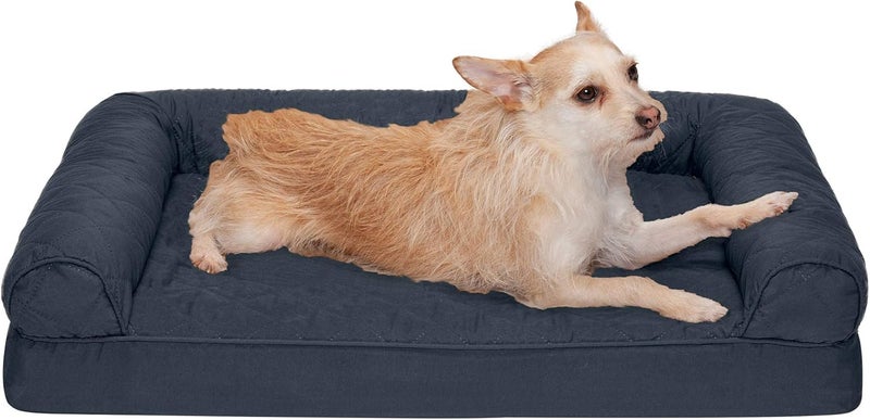 Furhaven Orthopedic Dog Bed for Medium/Small Dogs w/Removable Bolsters & Washable Cover, For Dogs Up to 35 lbs - Quilted Sofa - Iron Gray, Medium - Image 1