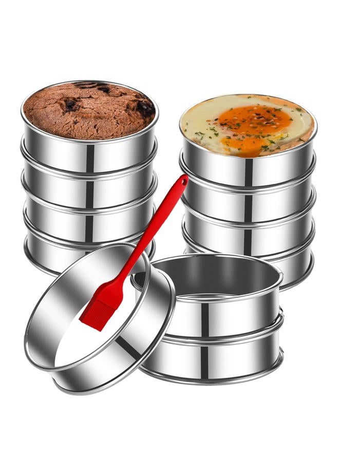 DATANYA 12Packs 4 Inch English Muffin Rings Crumpet Rings Stainless Steel Double Rolled Tart Rings, Round Metal Cooking Pastry Ring Molds for Crumpets baking - Image 1