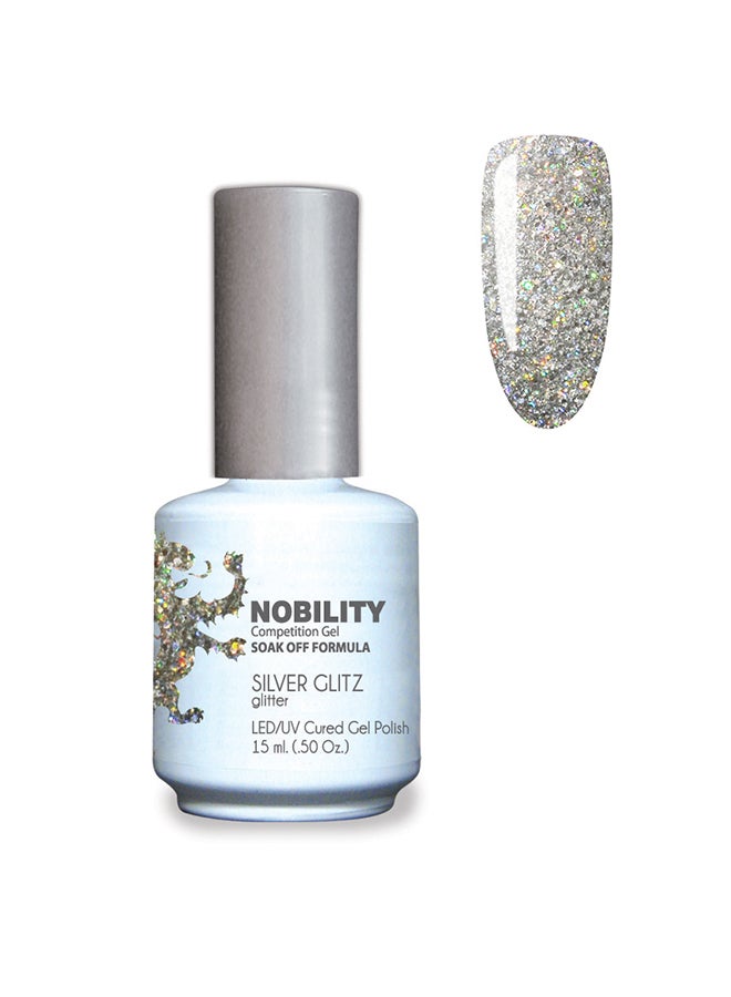 Lechat Gel Nail Polish 15 ml, Long Lasting, Chip Resistant, Requires Drying Under UV Led Lamp Silver Glitz Nbgp68