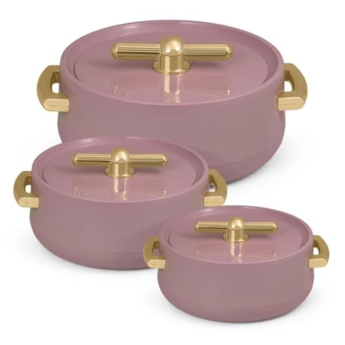 Selvel Elegance Royal Inner Steel Casserole Set of 3 (1700ml, 1200ml, 600ml)|BPA Free|Advanced P.U. Insulation|Keeps Food hot & Fresh Chapati, Roti, Biryani (Royal Purple) - Image 1