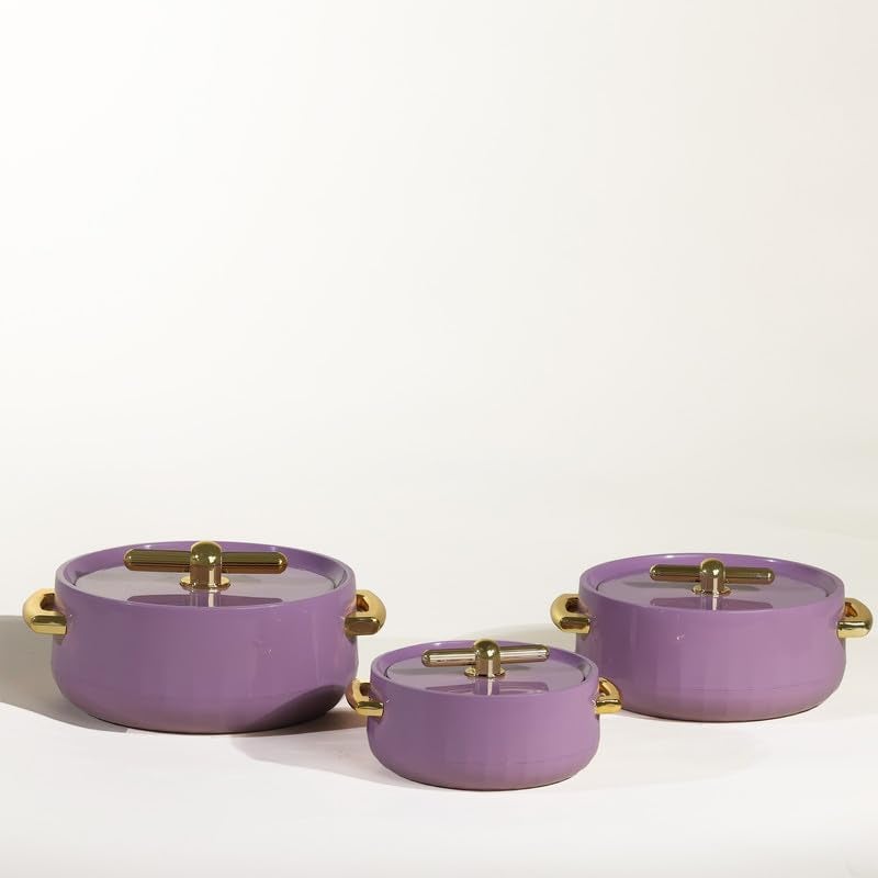 Selvel Elegance Royal Inner Steel Casserole Set of 3 (1700ml, 1200ml, 600ml)|BPA Free|Advanced P.U. Insulation|Keeps Food hot & Fresh Chapati, Roti, Biryani (Royal Purple) - Image 5