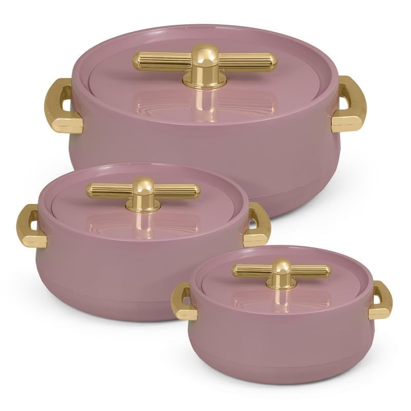 Selvel Elegance Royal Inner Steel Casserole Set of 3 (1700ml, 1200ml, 600ml)|BPA Free|Advanced P.U. Insulation|Keeps Food hot & Fresh Chapati, Roti, Biryani (Royal Purple) - Image 2
