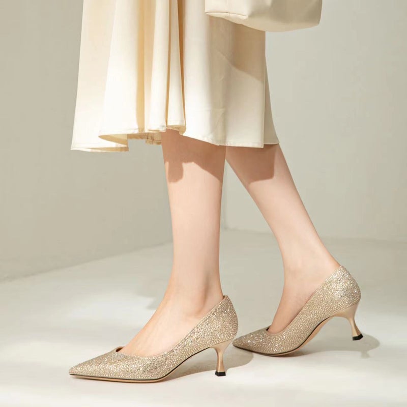 Zhu Zhu'S Sequined High Heels Crystal Wedding Shoes 2025 Autumn New French Evening Dress High Heels 310136 - Image 5