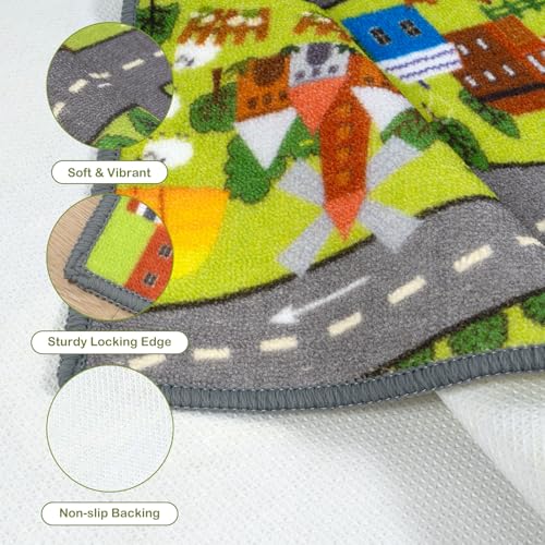 STARUIA Washable Kids Play Rug for Playroom, Boys Car Rug for Kids Toy Cars Have Fun Safely, Non-Slip Educational City Road Rugs Carpets for Kid Room Bedroom, 60" x 32" - Image 2