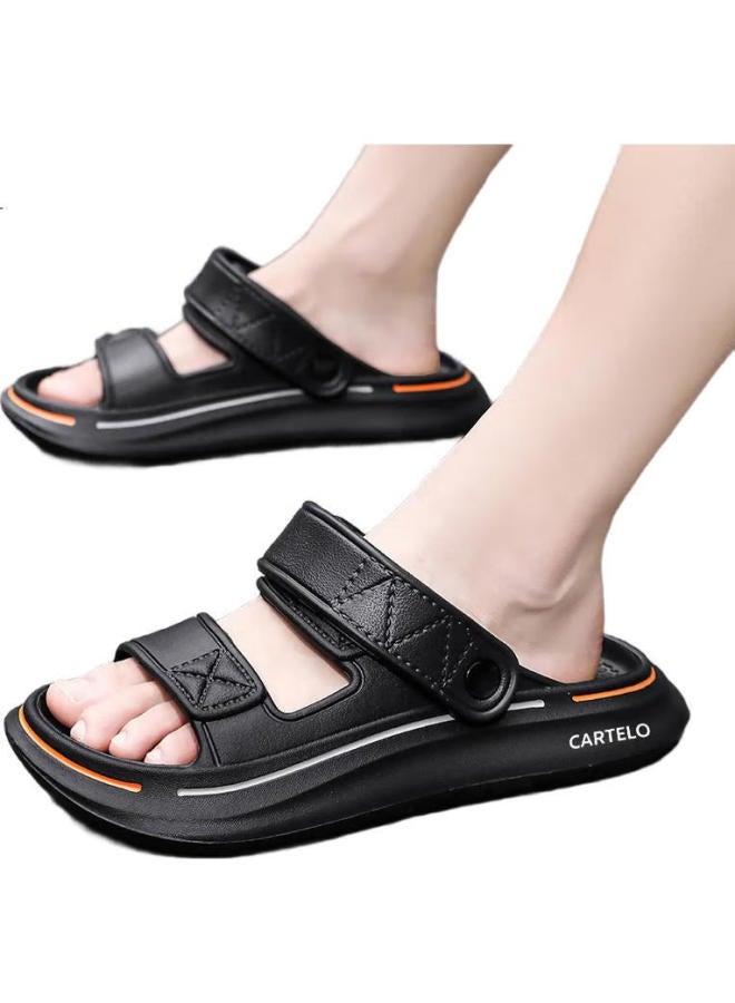 CARTELO Men'S Summer Soft Bottom Casual Dual-Use Sandals Men'S Outdoor Beach Sandals Black Size 44/45 - Image 3