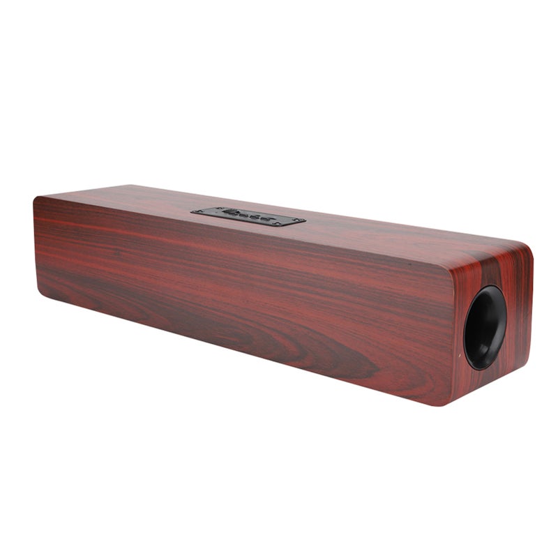 12W W8 Wooden Bluetooth Sound Tyrant TV Speaker Support Plug In Card / FM / Receiving Voice Prompts(Wine Red Wood Grain (English) ) - Image 1