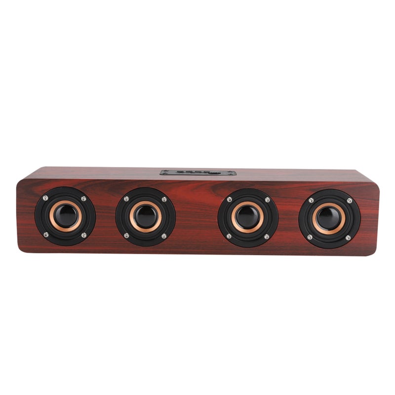 12W W8 Wooden Bluetooth Sound Tyrant TV Speaker Support Plug In Card / FM / Receiving Voice Prompts(Wine Red Wood Grain (English) ) - Image 4