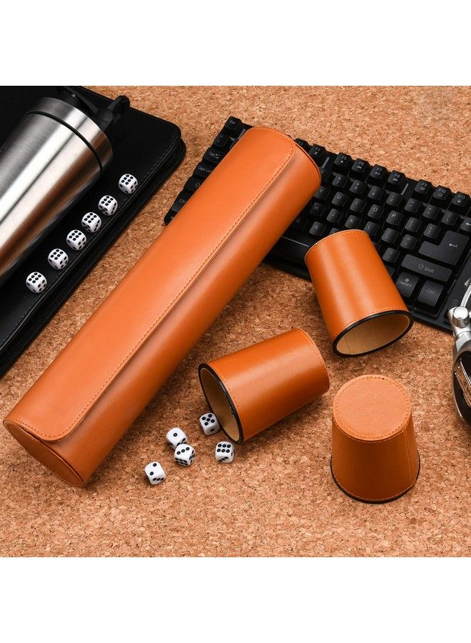 Party Games Leather Dice Cup Set, 5 Leather Dice Cups + 25 Dice + Exclusive Storage And Transport Case Made Of Faux Leather With Magnetic Closure - Image 3