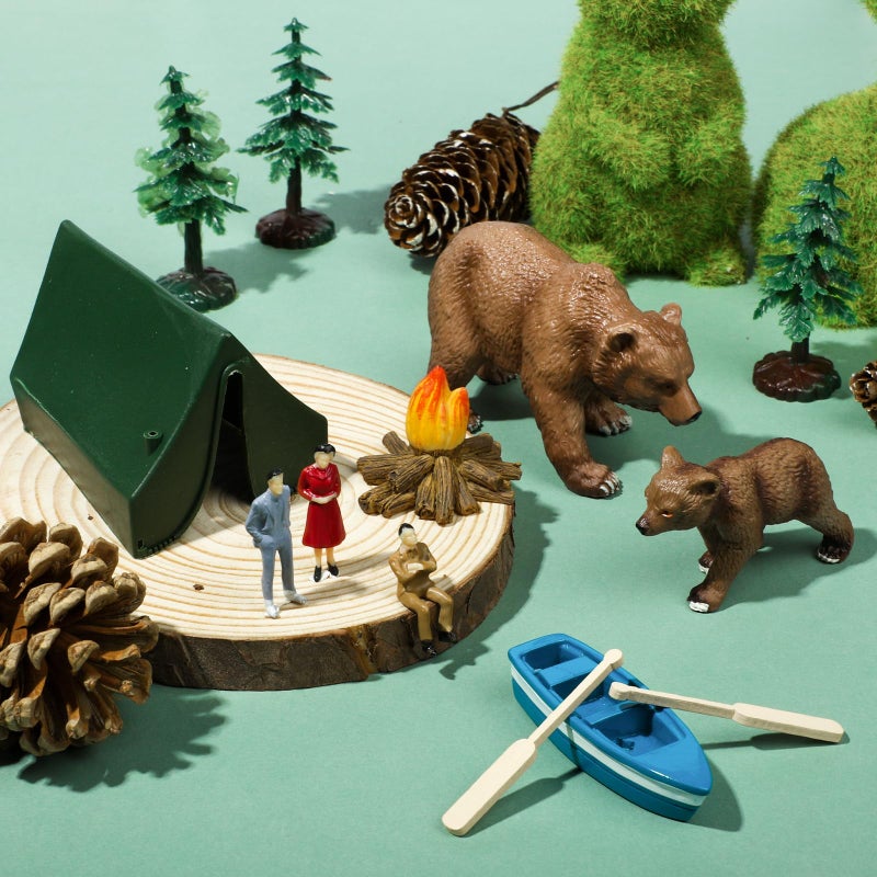 RAYNAG 13 Pieces Camping Cake Topper Camping Party Decoration With Tent Bonfire Tree Bear People Boat Camping Cake Decoration for Kids Adults Camper Forest Woodland Theme Happy Birthday Party Supplies - Image 4