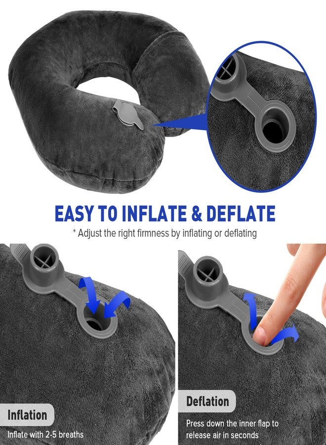 Rewondah Inflatable Travel Pillow, Inflatable Neck Pillow for Traveling Airplane, Travel Pillow with Soft Velour Washable Cover, U Shape Blow Up Neck Pillow for Airplanes Train Car Travel - Image 5
