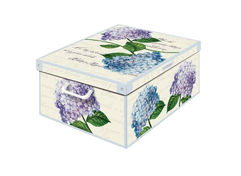 Kanguru Collection Decorative Storage Box with Handles and Lid HYDRANGEAS MEDIUM