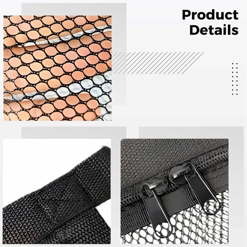 9-Grid Car Ceiling Cargo Net, 2023 Double Zipper Design, Car Storage Net with Double Layer Mesh, Adjustable Straps, Save Space, 30.7 x 20.9 in / 78 x 53 cm - Image 5