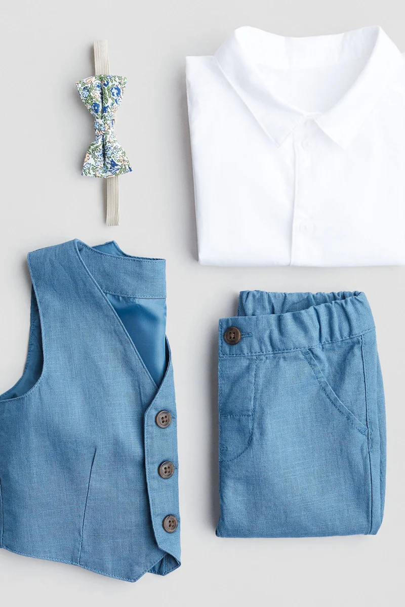 H&M 4-piece linen-blend dressy set