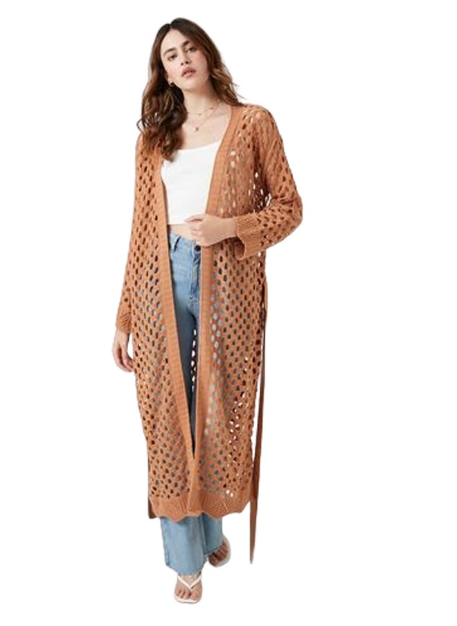 FOREVER 21 Open-Knit Belted Duster Cardigan  - Image 1