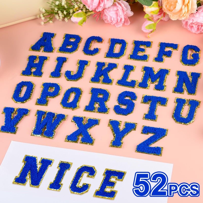 ASTARON 52 Pcs Self Adhesive Letter Patches Chenille Letters Stickers, A-Z Embroidered Applique Patches Alphabet Cloth Patch for Clothes, Bags, Hat, Phone Case, DIY Accessories (Dark Blue) - Image 3